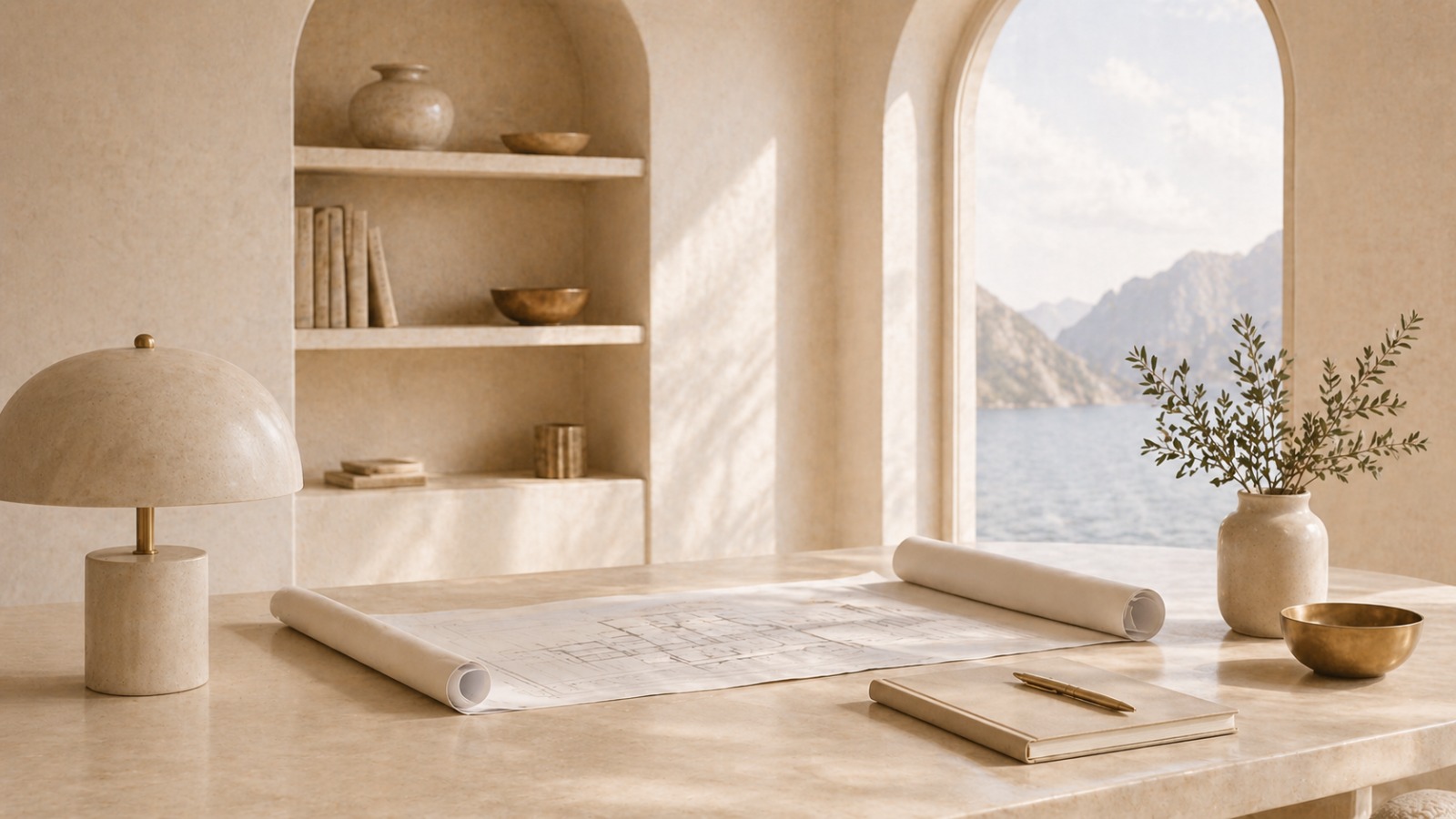 Blueprint on desk